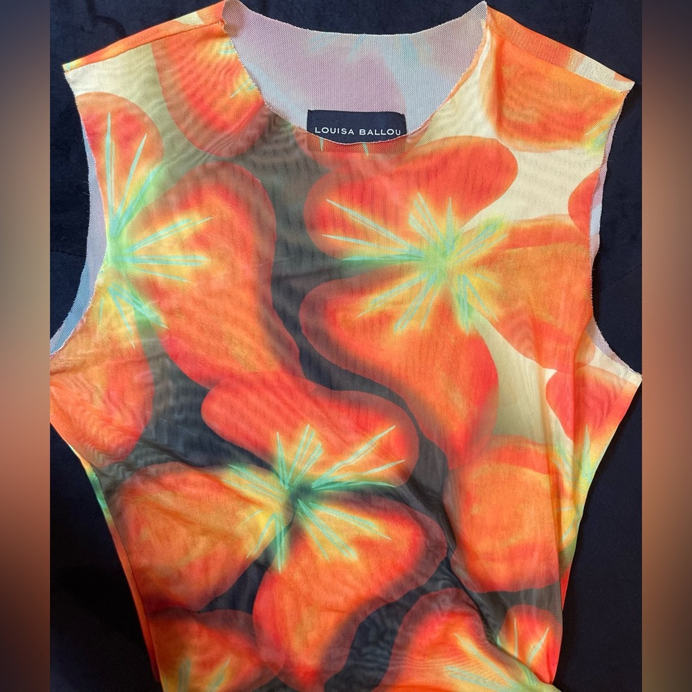 Louisa Ballou Yellow & Orange Heatwave Ruched Dress. - Picture 3 of 3